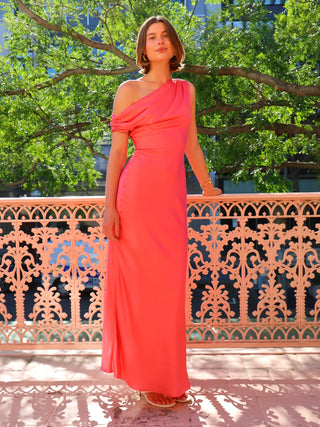 Hailey One Shoulder Maxi Dress - Sherbet