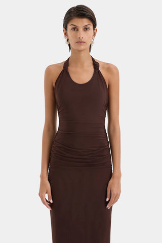 Jacques Knot Midi Dress - Chocolate