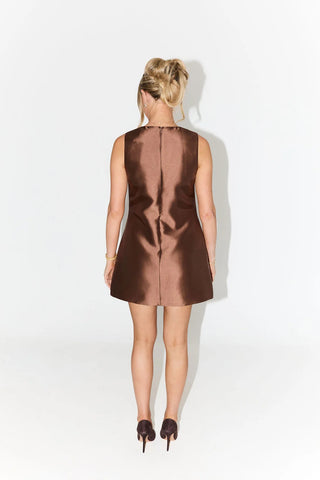 The Ultimate Muse Satin Shift Dress - Chocolate